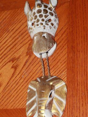 Animal Masks Wall Plaque 4 Masks Decorative Wall Decor  African 27”